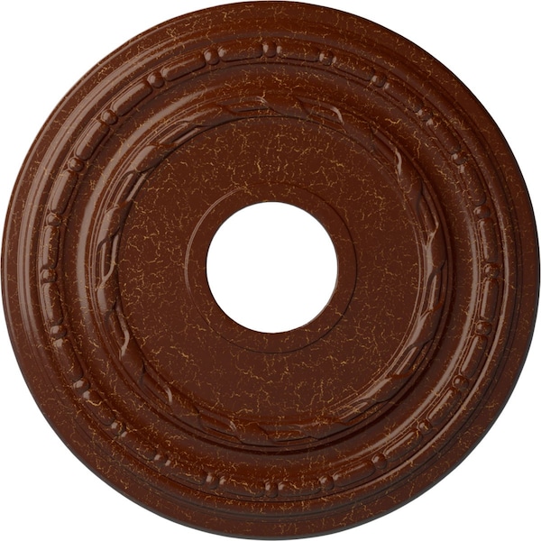 Ekena Millwork Dublin Medallion (Canopies up to 8 1/4"), 15 3/8"OD x 3 5/8"ID x 1"P, Burnished Mahogany Crackle CM15DUBMC - main